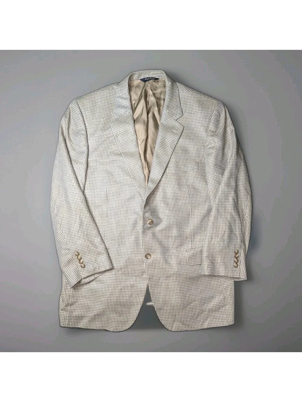Jos A Bank signature Collection Blazer Sport Coat Herringbone Tan Blue 46R Silk